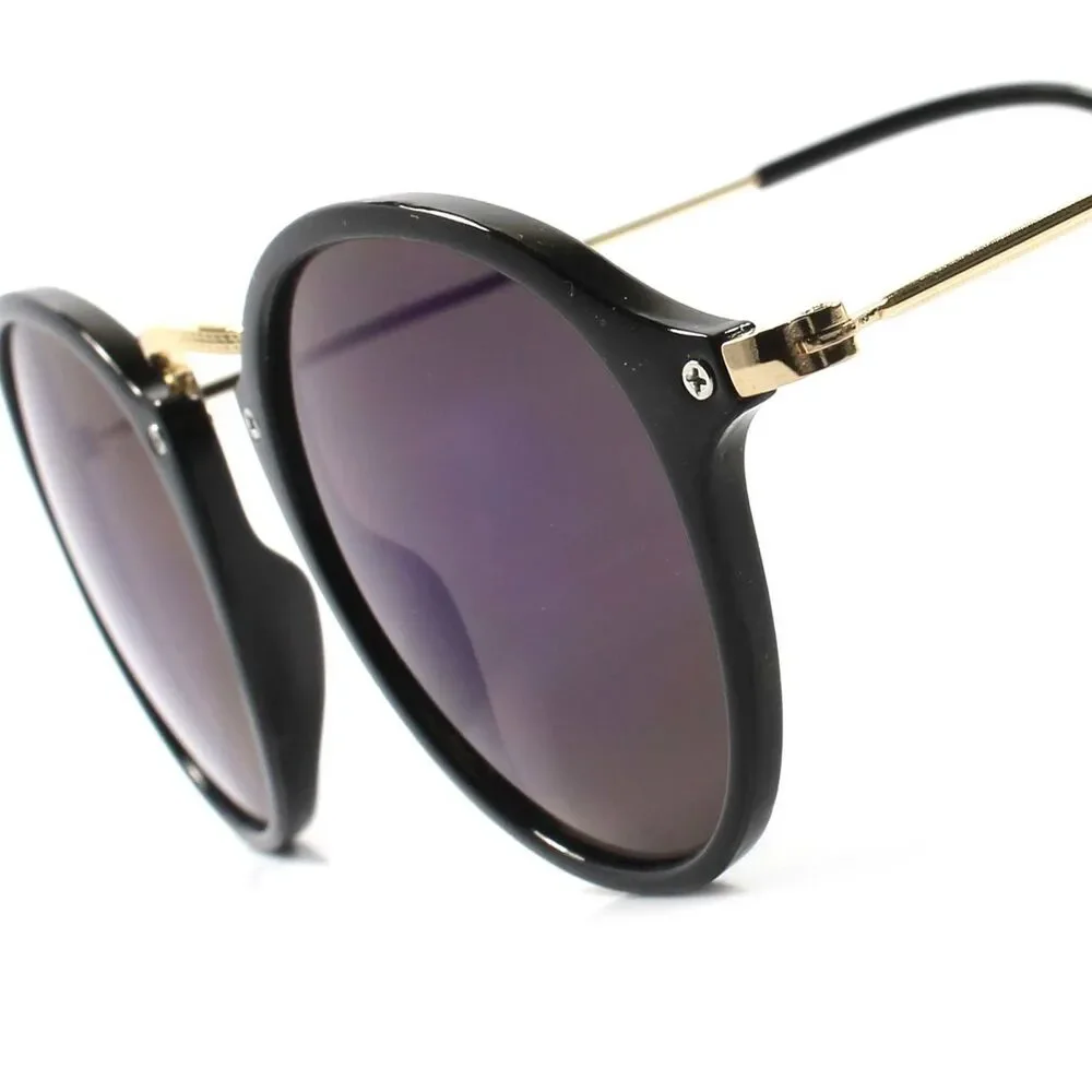 Blue Mirror Lens Mens Womens Urban Classic Vintage Retro Circle Round Sunglasses